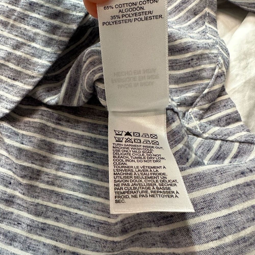 Lucky Brand Womens Striped Chambray Top Large Modern Casual Minimalist NWT - Picture 12 of 13